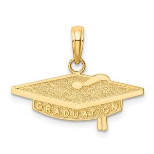 14k Yellow Gold Graduation Cap Pendant, 23mm